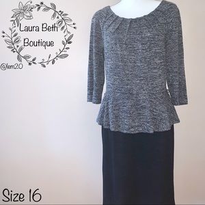 Connected Apparel Black & Gray Dress, Size 16